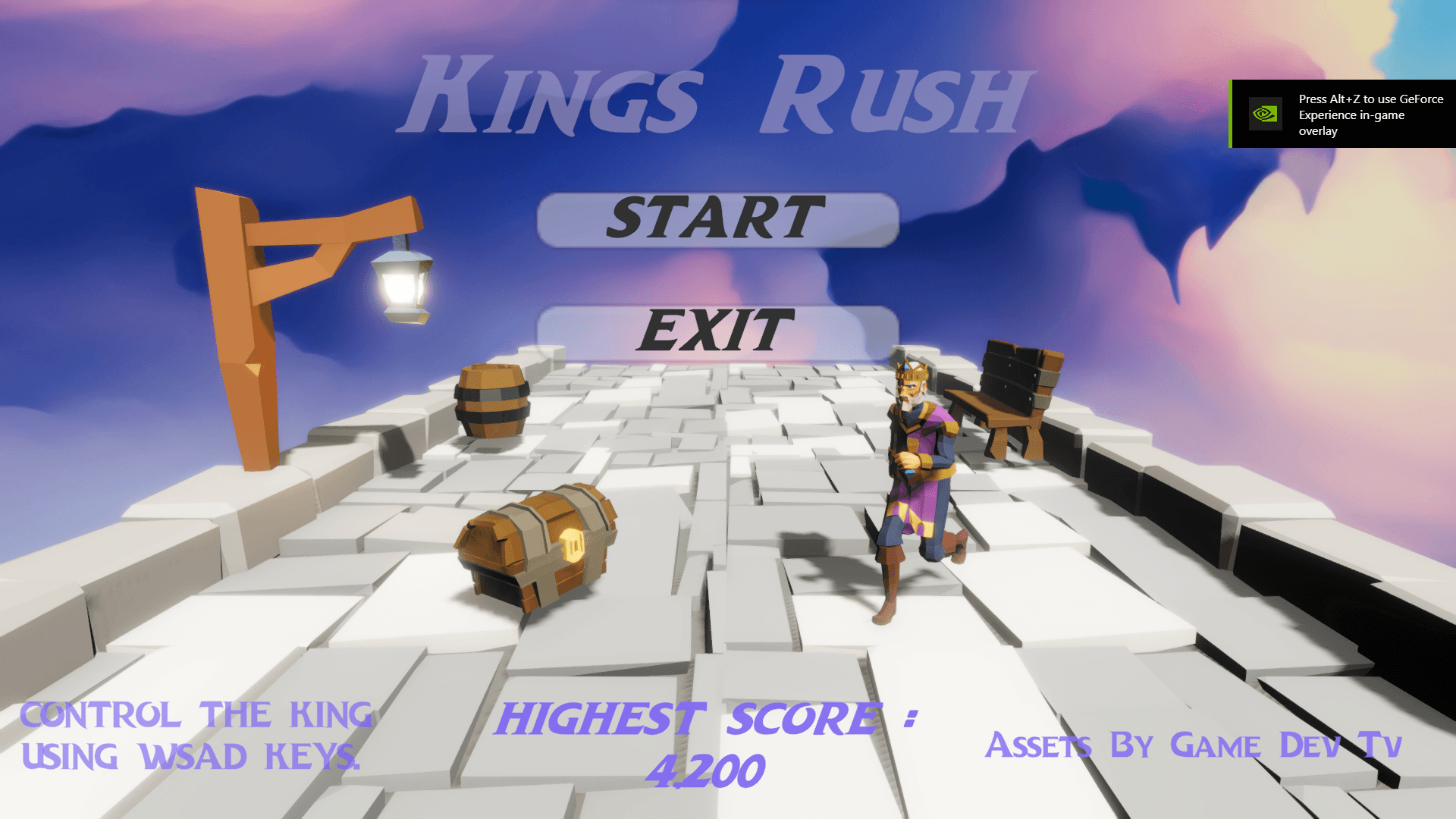 Kings Rush menu